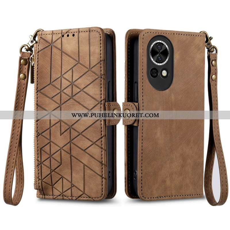 Kuoret Huawei Nova 13 Geometrinen Kuviollinen Vetoketjullinen Lompakko