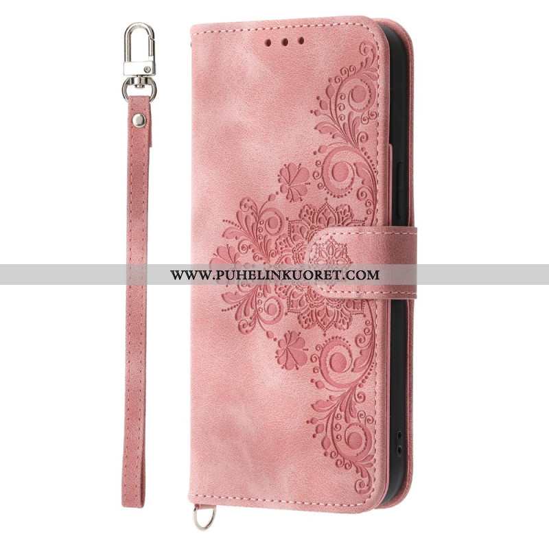 Kotelot Oneplus 13r Mokkanahkainen Pitsikuvio Jossa Hihna Ja Olkahihna Suojakuori