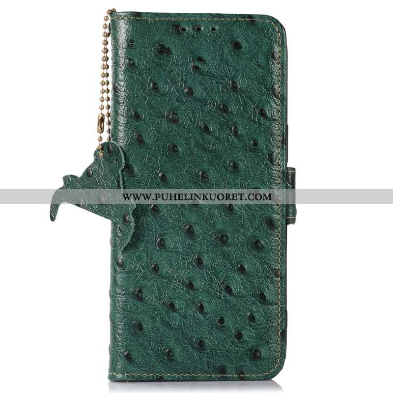 Kotelot Oneplus 13r Rfid-suojattu Strutsikuvioinen Nahka