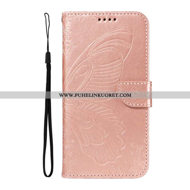 Kotelot Oneplus 13r Perhoskuvioinen Hihnalompakko Suojakuori