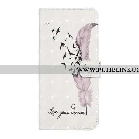 Nahkakotelo Oneplus Nord 4 3d-vaaleanpunainen Höyhen