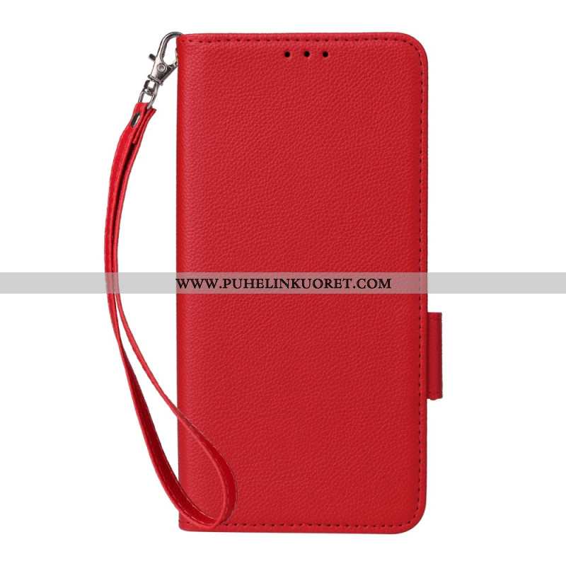 Nahkakotelo Oppo Reno 13 5g Litsikuvioinen Tekonahkaranneke