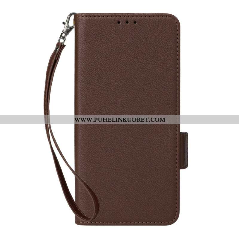 Nahkakotelo Oppo Reno 13 5g Litsikuvioinen Tekonahkaranneke