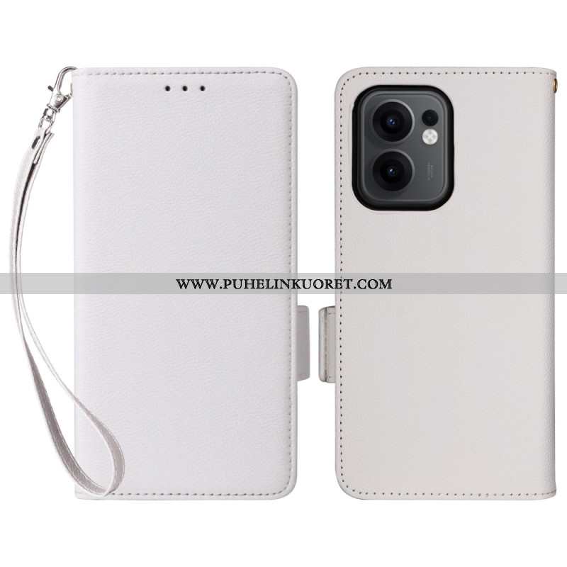 Kotelot Oppo Reno 13f 4g / 5g / 13 Fs 5g Litsikuvioinen Tekonahkahihna