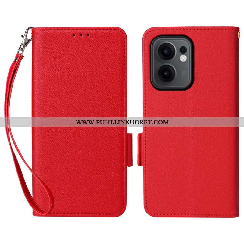 Kotelot Oppo Reno 13f 4g / 5g / 13 Fs 5g Litsikuvioinen Tekonahkahihna