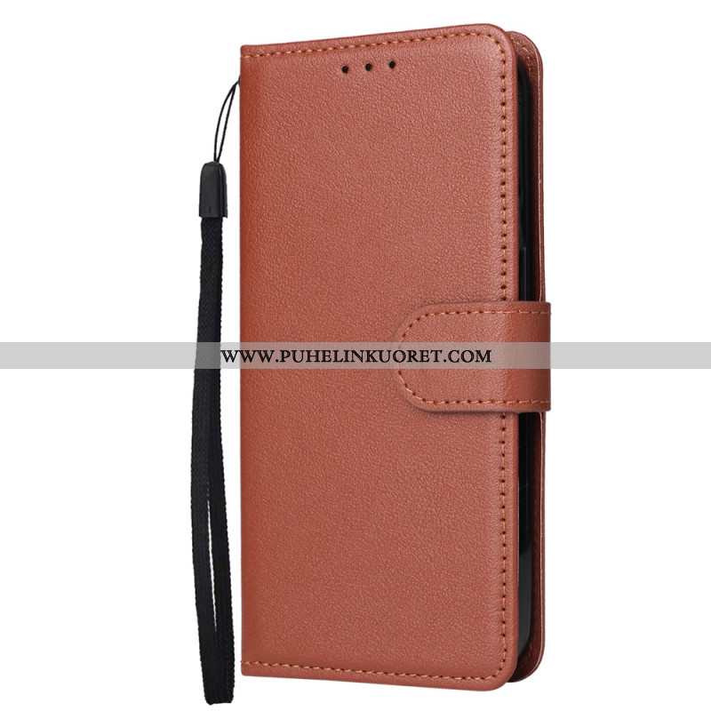 Kotelot Oppo Reno 14 5g Yksivärinen Nahkakuvio Hihnalla Suojakuori