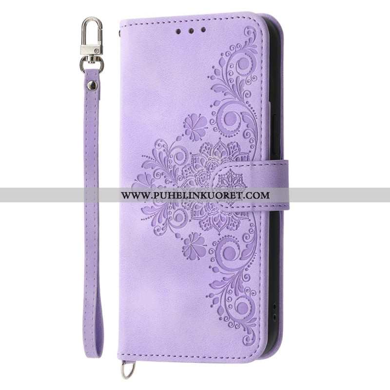 Kotelot Oppo Reno 14 Pro 5g Pitsimokkanahkaefekti Hihnalla Ja Olkahihnalla