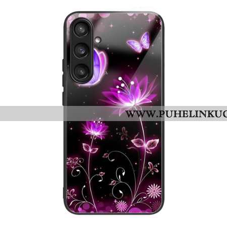 Kuori Samsung Galaxy S25 5g Karkaistusta Lasista Valmistettuja Kukkia Ja Perhosia Suojakuori