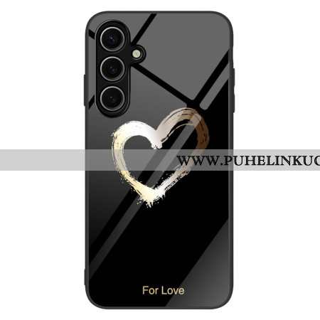 Kuori Samsung Galaxy S25 5g Kultainen Sydän Mustalla Taustalla