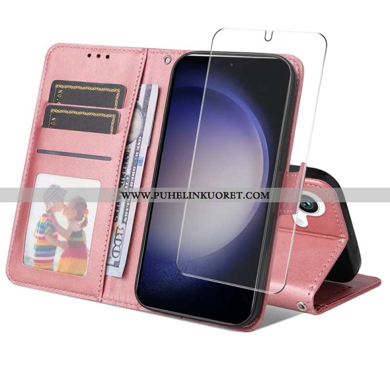 Nahkakotelo Samsung Galaxy S25 5g Enkay Keinonahkainen Näytönsuoja Karkaistusta Lasista