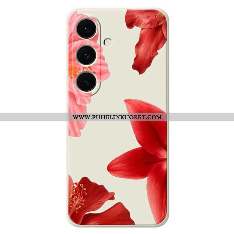 Kuori Samsung Galaxy S25 Fe Punainen Kukkasilikoni