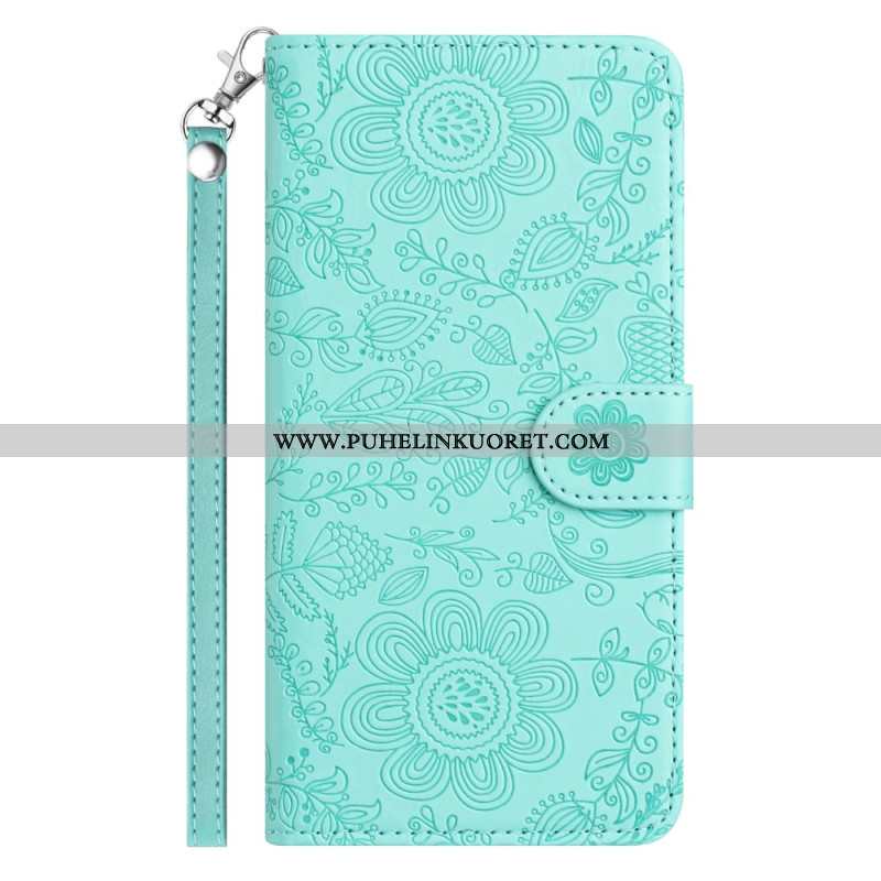 Kotelot Samsung Galaxy S25 Fe Kukkaiskuvio Ja Hihna