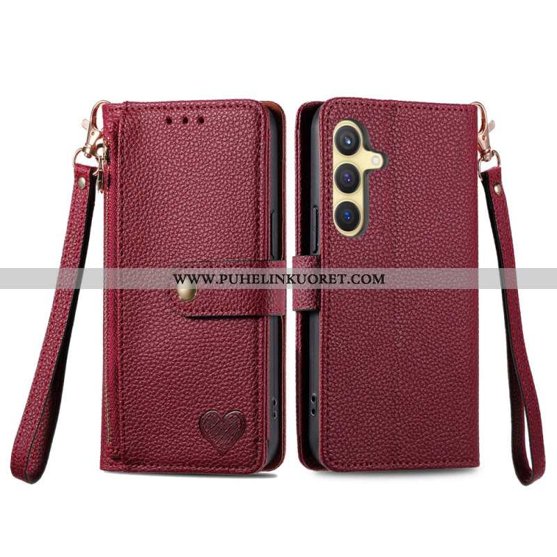 Kotelot Samsung Galaxy S25 Plus 5g Nahkalompakko Jossa Rfid-suojattu Vetoketjutasku Suojakuori