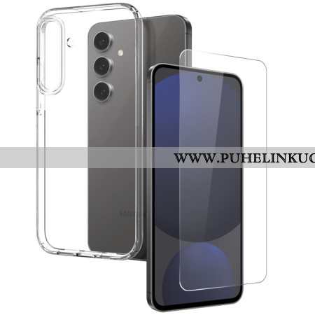 Kuori Samsung Galaxy S25 Plus 5g Läpinäkyvä Karkaistulla Lasisella Näytönsuojalla