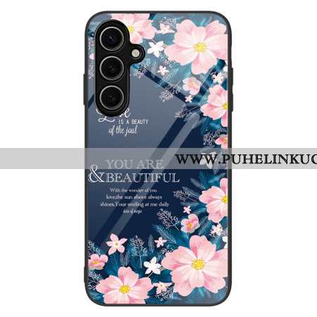 Kuori Samsung Galaxy S25 Plus 5g Karkaistua Lasia Vaaleanpunaisia Kukkia