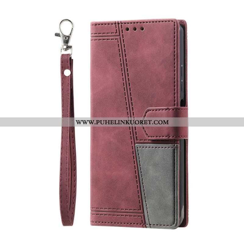 Kotelot Samsung Galaxy S25 Ultra 5g Kaksivärinen Mokkanahkamainen Rfid-lompakko Hihnalla