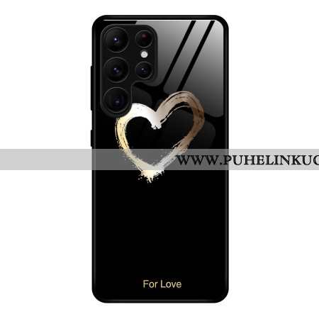 Kuori Samsung Galaxy S25 Ultra 5g Kultainen Sydän Mustalla Taustalla