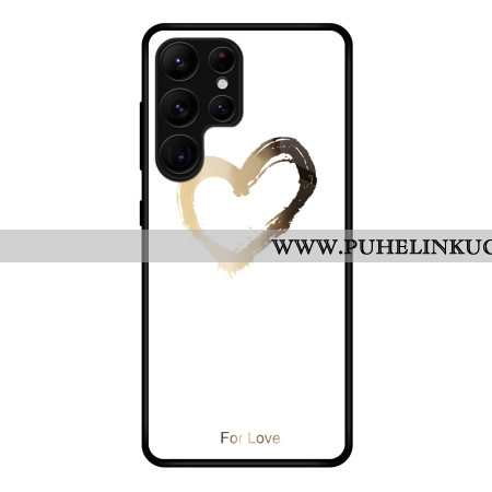 Kuori Samsung Galaxy S25 Ultra 5g Kultainen Sydän Valkoisella Taustalla