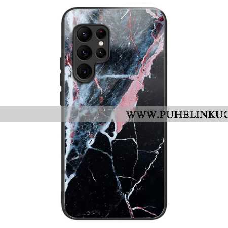 Kuori Samsung Galaxy S25 Ultra 5g Mustavalkoinen Marmori Karkaistu Lasi Suojakuori