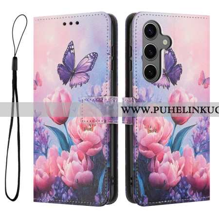 Samsung Galaxy S26 Plus Perhonen Ja Vaaleanpunaiset Kukat