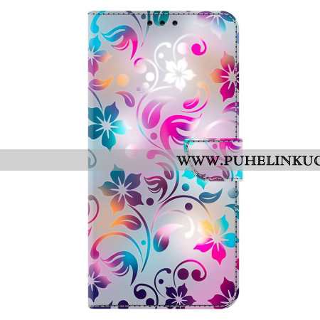 Nahkakotelo Samsung Galaxy S26 Plus Käsintehdyt Kukat