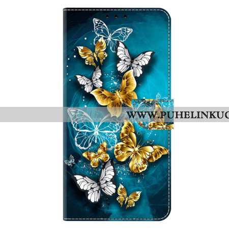 Kuoret Samsung Galaxy S26 Plus Kultainen Perhonen Vihreällä Pohjalla