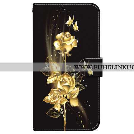 Kotelot Samsung Galaxy S26 Kultaisia Ja Vaaleanpunaisia Perhosia