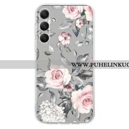 Kuori Samsung Galaxy S26 Kukkia Harmaalla Taustalla