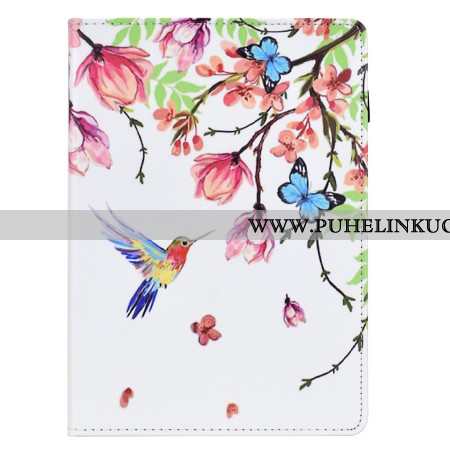 Kotelot Samsung Galaxy Tab S11 Värillisiä Kukkia Ja Lintuja