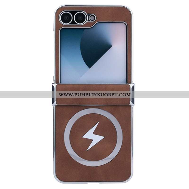 Kuori Samsung Galaxy Z Flip 7 Fe Magsafe-yhteensopiva Nahkaefekti