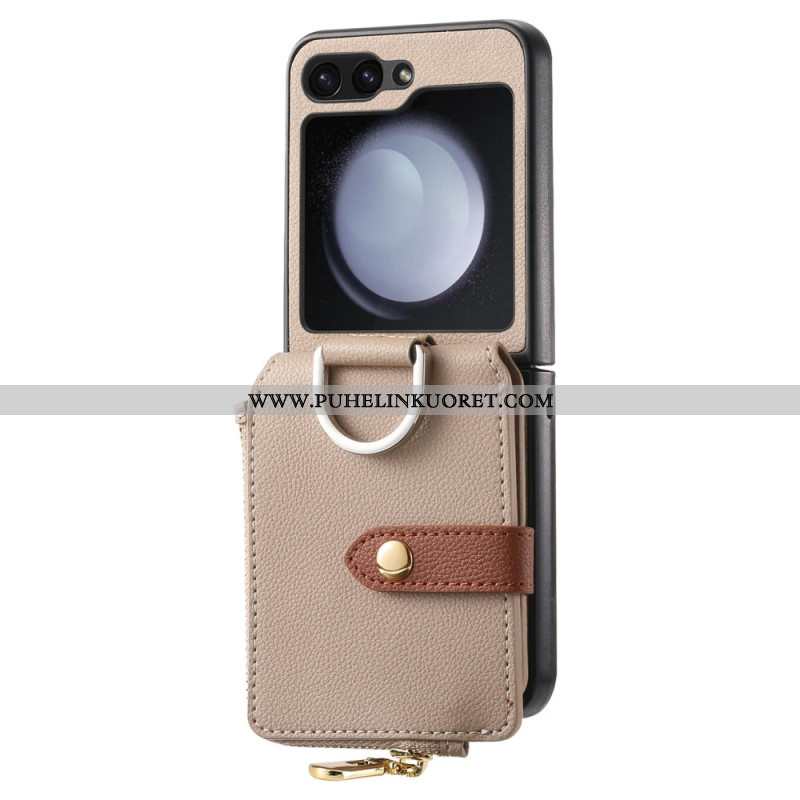 Kuori Samsung Galaxy Z Flip 7 Fe Vetoketjullinen Tasku Ja Sormuspidike Suojakuori