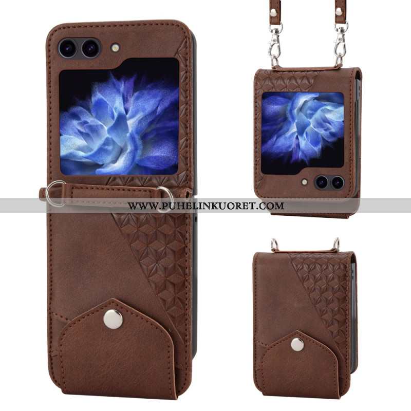 Kuori Samsung Galaxy Z Flip 7 Fe Keinonahkainen Friisi Olkahihnalla Suojakuori