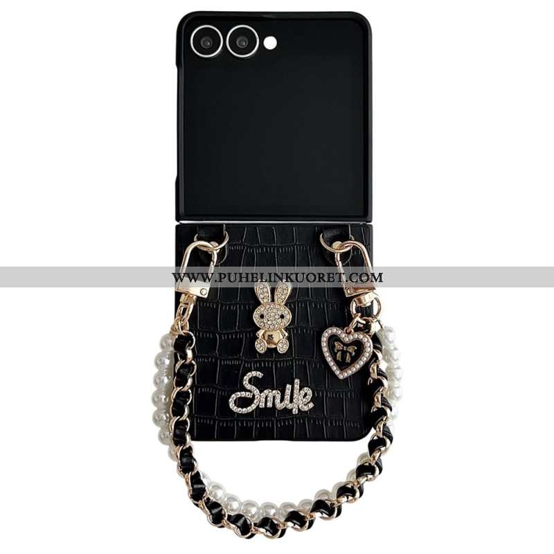 Case Samsung Galaxy Z Flip 7 Puhelinkuoret Hymiöpupu Rannekkeella