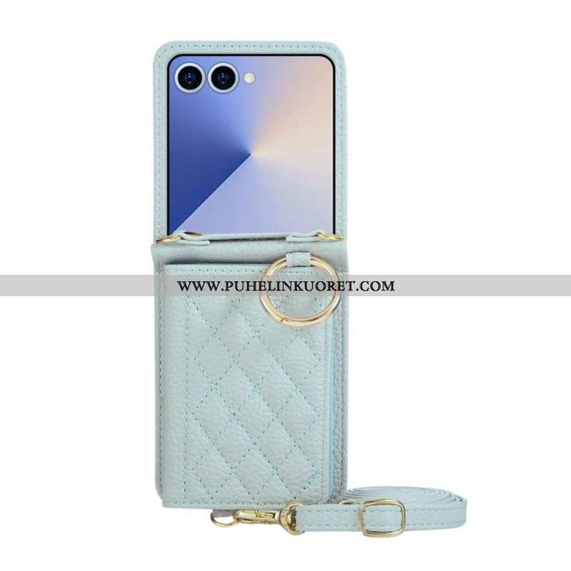 Kuori Samsung Galaxy Z Flip 7 Tikattu Lompakko Olkahihnalla