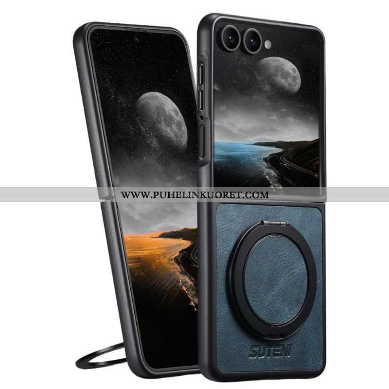 Kuori Samsung Galaxy Z Flip 7 Magsafe-yhteensopiva Nahkakuvioinen Suteni-sormuspidike Suojakuori