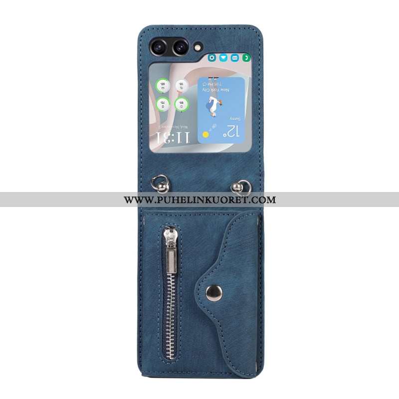 Kuori Samsung Galaxy Z Flip 7 Lompakko Nauhalla Ja Olkahihnalla