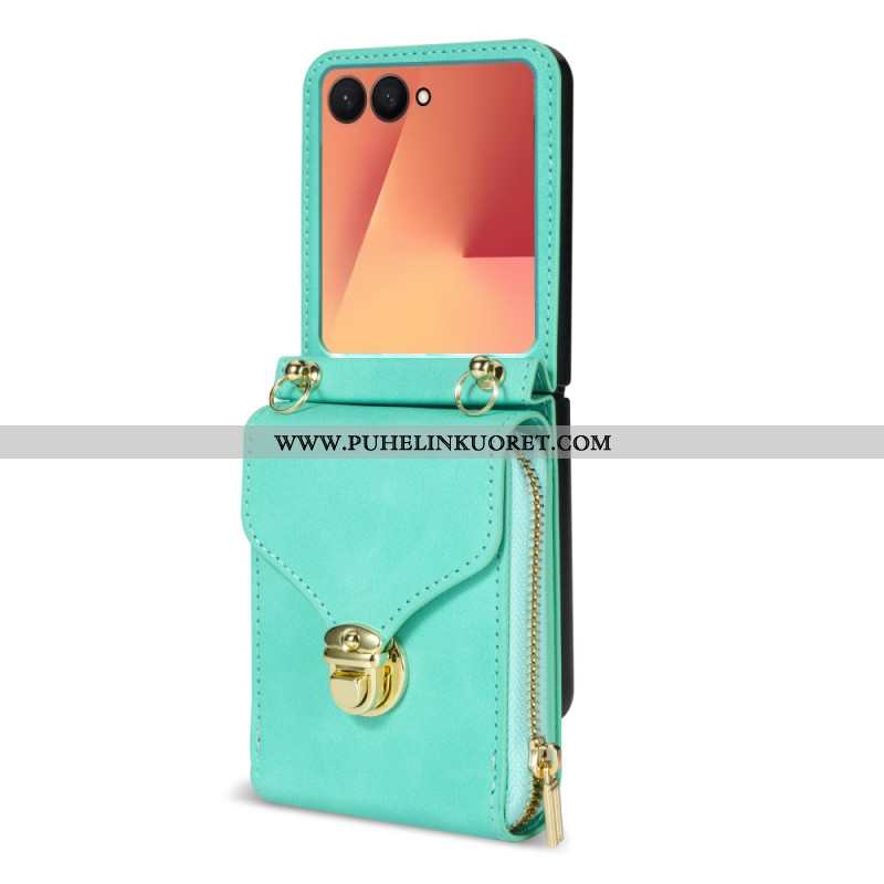 Kotelot Samsung Galaxy Z Flip 7 Vetoketjullinen Lompakko Ja Olkahihna