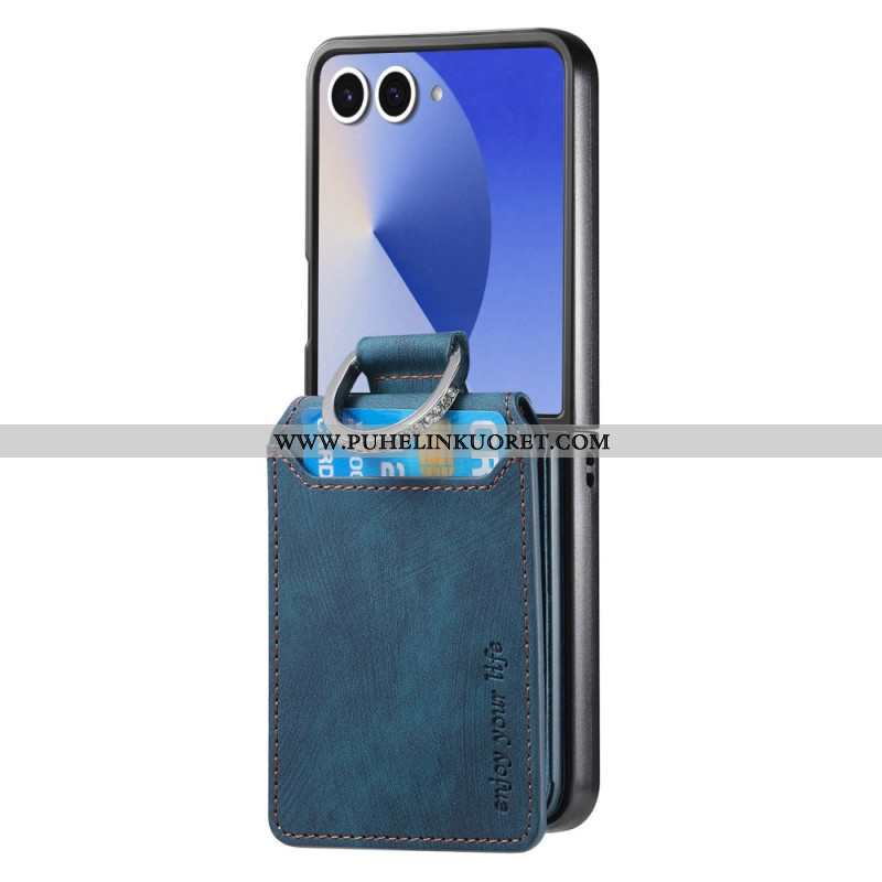 Kuori Samsung Galaxy Z Flip 7 Vintage-efektinen Korttikotelo Ja Pidike Suojakuori