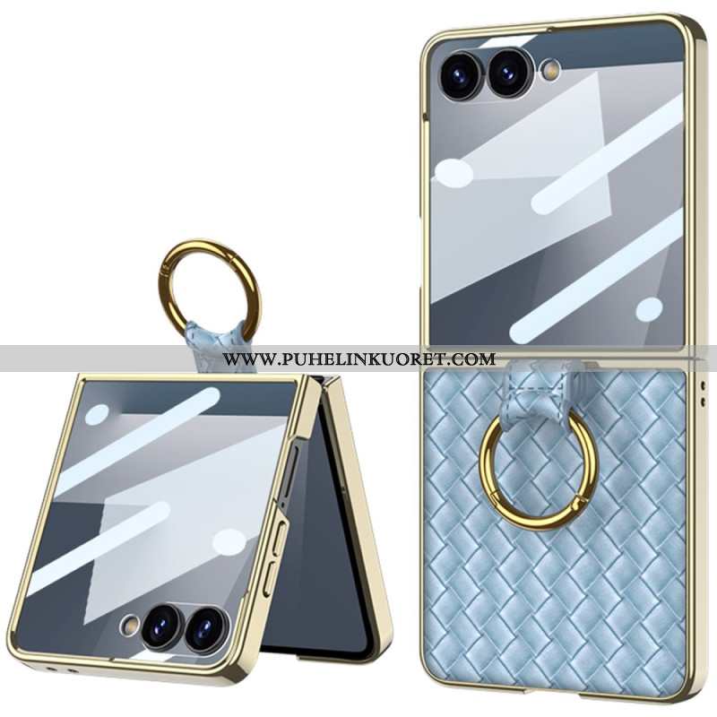 Kuori Samsung Galaxy Z Flip 7 Kudottu Kuviointi Sormuspidikkeellä