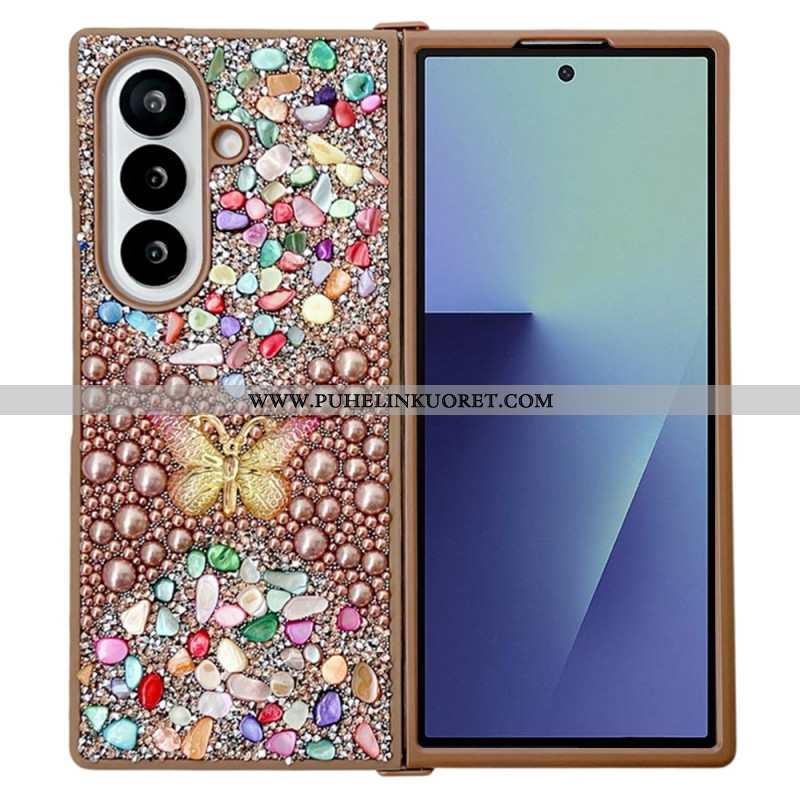 Kuori Samsung Galaxy Z Fold 7 Strassilla Koristeltu Perhonen