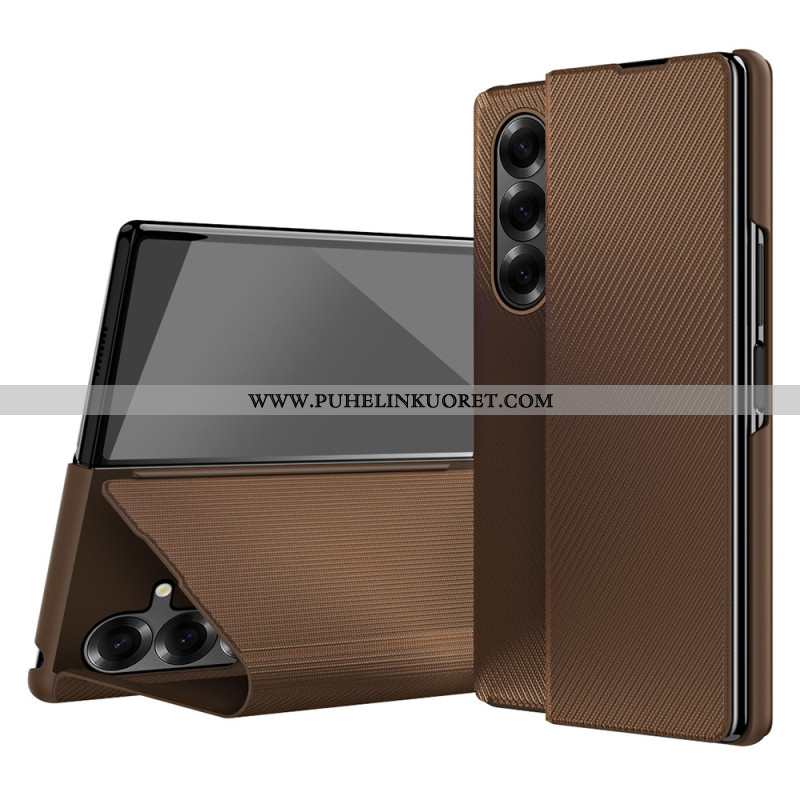 Kuori Samsung Galaxy Z Fold 7 Nahkaefekti Integroidulla Jalustalla