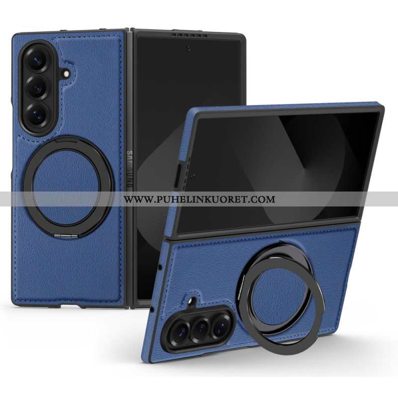 Kuori Samsung Galaxy Z Fold 7 Magsafe-yhteensopiva Nahkaefekti Pyörivällä Rengaspidikkeellä