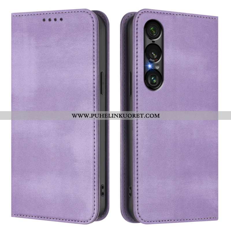 Nahkakotelo Sony Xperia 1 Vii Rfid-suojattu Retrokuvio Suojakuori