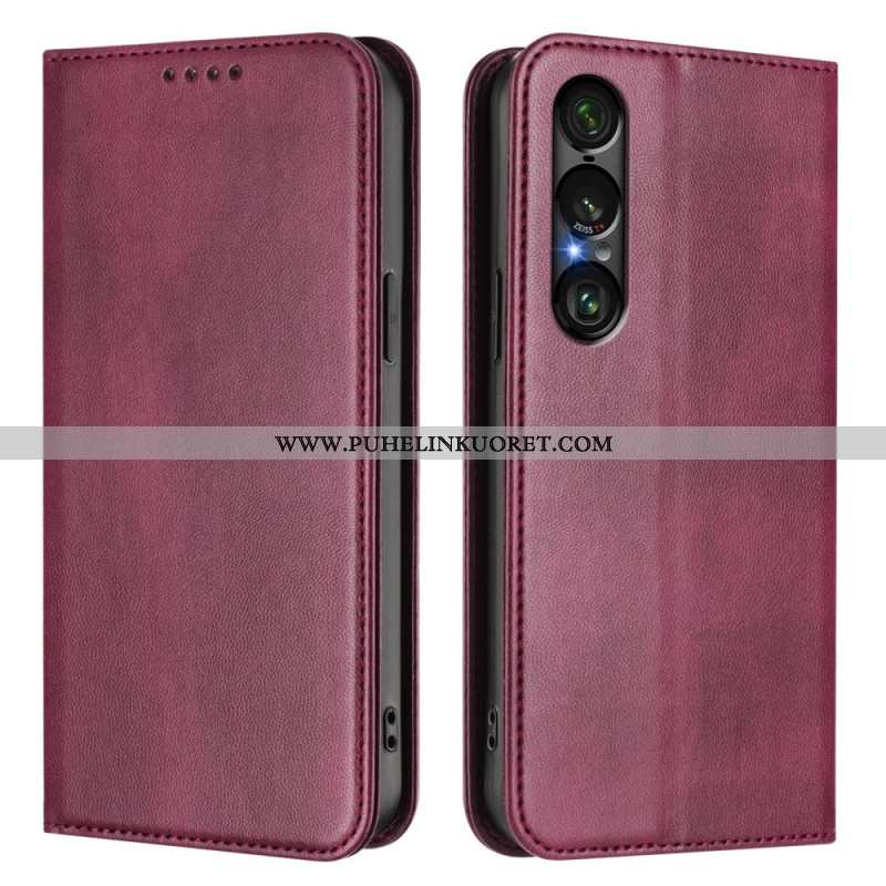 Nahkakotelo Sony Xperia 1 Vii Rfid-suojattu Retrokuvio Suojakuori