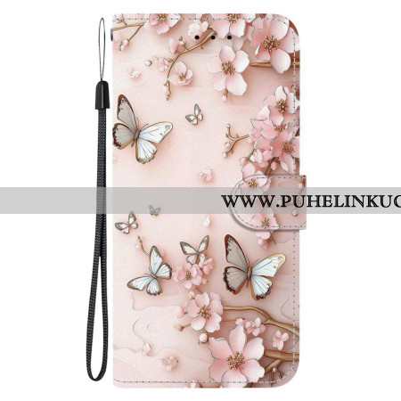 Nahkakotelo Sony Xperia 10 Vii Vaaleanpunaisia Perhosia