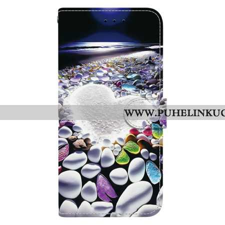 Nahkakotelo Sony Xperia 10 Vii Valkoinen Sydän