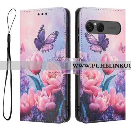 Kotelot Sony Xperia 10 Vii Vaaleanpunainen Kukkakuvio