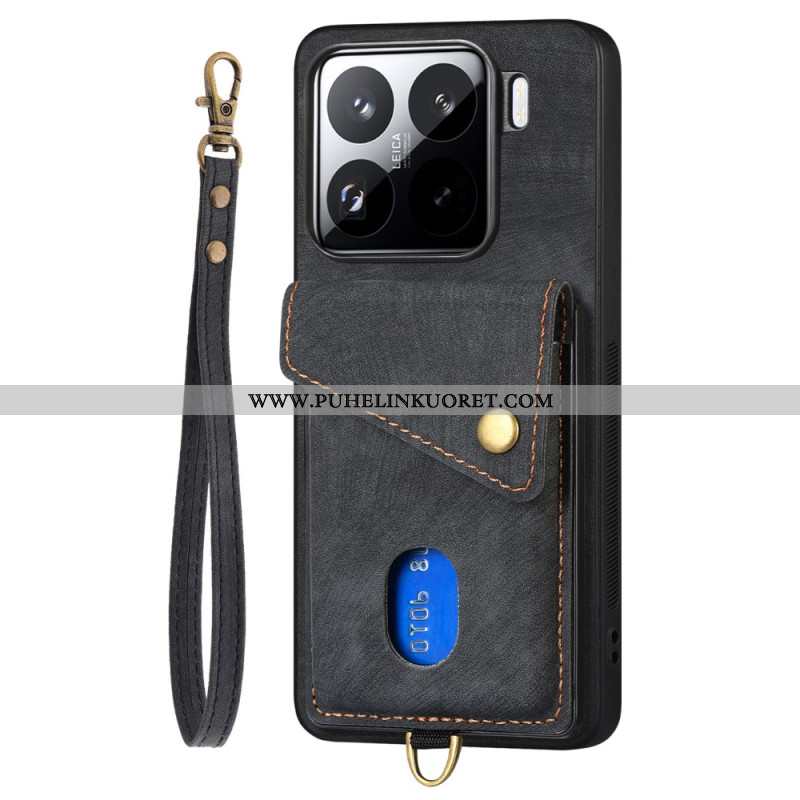 Kuori Xiaomi 15 Mokkanahkamainen Korttikotelo Ja Hihna