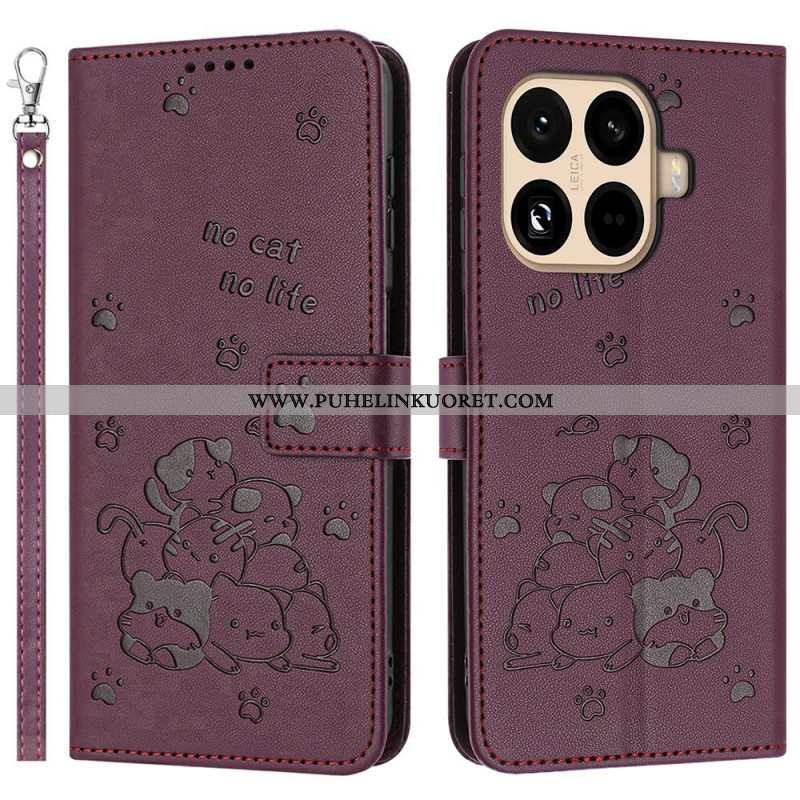 Nahkakotelo Xiaomi 15t Pro Kissakasa Hihnalla