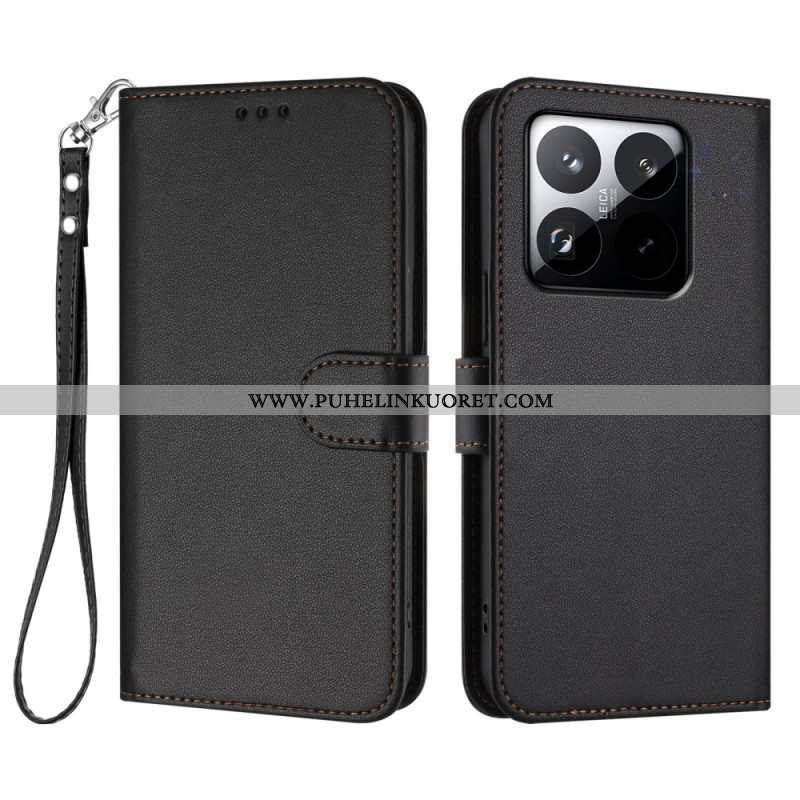 Nahkakotelo Xiaomi 15t Yksivärinen Hihnalla